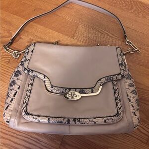 Coach Madison L& Python Trim Crossbody/Satchel W/Turnlock Detail